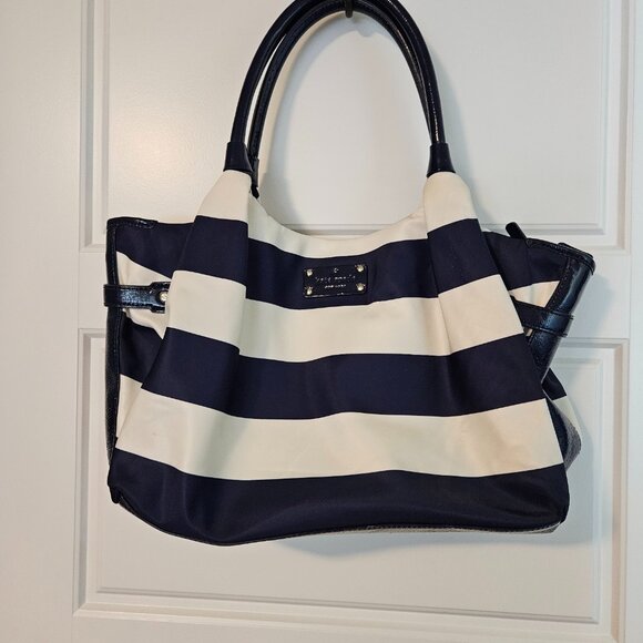 Kate Spade Ivory and Navy Blue Stevie Bag - Picture 1 of 8